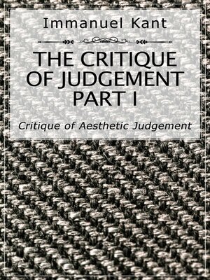 cover image of The Critique of Judgement Part I